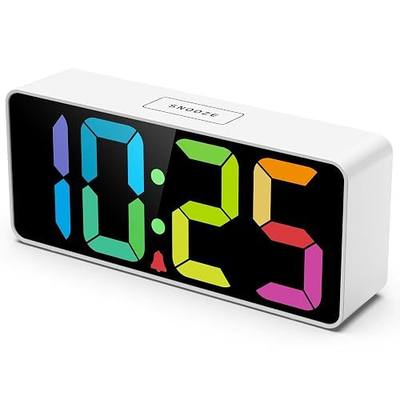 Welgo 7.5 Inches Large Dimmable Digital Alarm Clock for Seniors & Kids | 0-100% dimmable display, USB charging port, adjustable volume, easy snooze, outlet-powered for bedrooms
