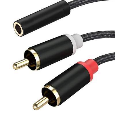 3.5mm Female to 2 RCA Male Stereo Cable, 3.5mm to RCA Bi-Directional AUX Auxiliary Y Cable Gold Plated Adapter Compatible for TV,Smartphones, MP3, Tablets, Speakers,Home Theater