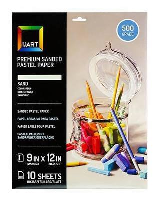 UART Sanded Pastel Paper, Off-White, 500 Grade, 9x12 in, 10 Sheets | Acid-free archival sanded surface, 240 to 800 grit in multiple sizes; grips soft pastel, charcoal and colored pencil