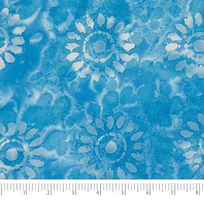 SINGER® Fabrics, 100% Cotton Batik Collection, 42" Wide, Craft & Quilt Fabric for Sewing Light Sky Blue Sunflower, Cut by the Yard