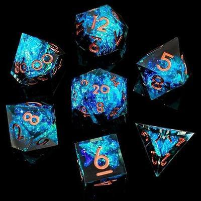 Sharp Edge DND Dice Set Handmade 7 Accessories Dice for Dungeons and Dragons TTRPG Games, Multi-Sided RPG Polyhedral Resin Sharp Edge Dice Roleplaying Games