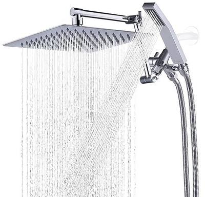 G-Promise All Metal 10 Inches Rainfall Shower Head with Handheld Combo | All Metal, Built to Last, Easy Install, Adjustable Height & Angle for All Heights, Extra Long Hose, Modern Upgrade