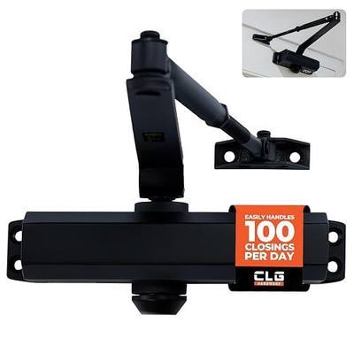 CLG HARDWARE Medium Duty Automatic Door Closer (Matte Black) - Highly Durable Cast Aluminum, Commercial or Home Use, Adjustable Speed Controls, 3 Mounting Options, 3 Hour Fire Rated (DC6003 Model)