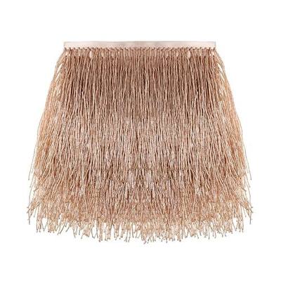 AWAYTR 1 Yard Beaded Fringe Trim - 6in Wide Glass Beaded Fringe for Dress Clothing and DIY Crafts (Champangne) | Glass Beaded Fringe, Fit for Flapper Dresses, Latin Skirts & Lampshades, Clothing Decor, Easy to Hand-Sew