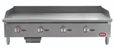 Kratos 48" Wide Commercial Countertop Griddle, Gas Hot Plate | Manual Controls, 4 Independent Burners, Powerful 120,000 BTU Output (29Y-006)