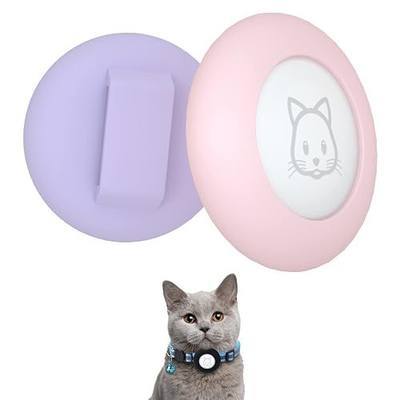 2022 Airtag Cat Collar Holder, Small AirTag Compatible Case - 2Pack Waterproof, Available in Pink&Purple