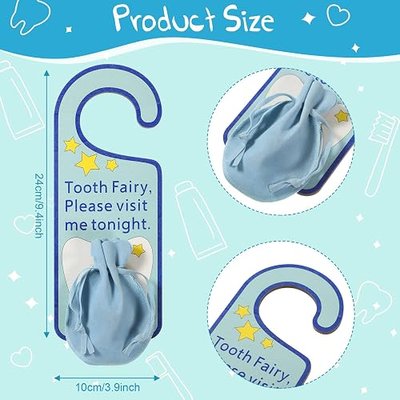 Qunclay Tooth Fairy Door Hanger Bag Fairy Holder Baby Keepsake Container for Lost Teeth Kids Boys Girl Encourage Gift