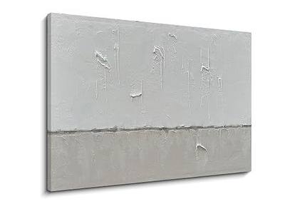 NANKAI Large Abstract Painting Hand Painted Grey White Minimalist Painting on Canvas Modern Abstract Canvas Wall Art Large White Acrylic Abstract Painting Wall Art 30x45 inch