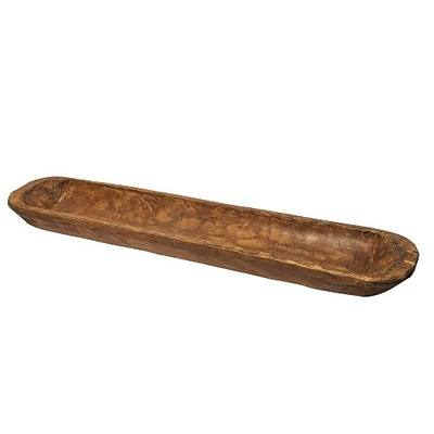 Decorative Wooden Dough Bowl Decor Approx 30 Inch, Hand Carved Spanish Oak | Long Baguette Bowl Dining Table Centerpiece, Coffee Table Decor, Farmhouse Display Oversized Dough Bowl