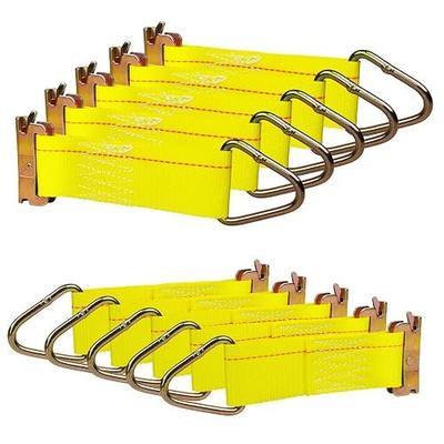 LULU CARGO CONTROL 2" x 6" E Track Rope Tie Offs, E Track Tie Down Straps (10 Pack) with D Ring E Track Accessories for Pickups, Boats, Enclosed Trailers, Vans (Yellow)