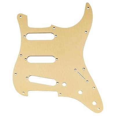 Musiclily Ultra 11 Holes Anodized Aluminum SSS Strat Pickguard ST Guitar Pickguard for American/Mexican Fender Standard Strat Style Electric Guitar, Gold