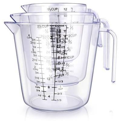 -BINGBING- Measuring Cups Set, Liquid Measuring Cups For 3 For Kitchen | BPA Free Plastic Set with Spout Multiple Measurement Scales, Cup, Ml and Oz, (Clear)