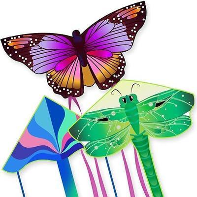 3 Pack Large Kites, Butterfly Delta Dragonfly Kites Easy to Fly | for Adults Kids Beginners Beach Toy Park Outdoor Game Activities, Gifts for Easter Festival Birthday, Easy Setup