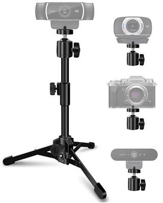 Desktop Webcam Tripod Stand, Extendable Webcam Camera Stand Tripod for Logitech Stream Webcam C925e C922x C922 C930e C930 C920 C615 and Other Devices with 1/4" Thread