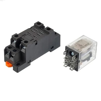 DC 24V JQX-13FL 62PL Coil 8 Pin 10A DPDT LED Indicator Electromagnetic Power Relay with Plug-in Terminal Socket and DIN Slotted Aluminum Rail