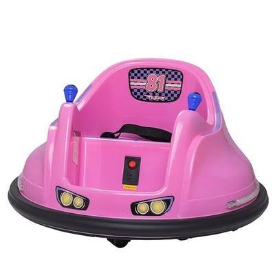 Flybar FunPark 6V Bumper Car for Toddlers, Electric Toddler Ride On Toys for Kids, Baby, Ages 1.5-4 Years, LED Lights, 360 Degree Spin, Supports up to 66 pounds (No Remote), Large, 6v Pink/Purple