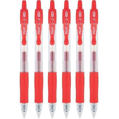 PILOT G2 Retractable Rollerball Gel Pens, Ultra Fine Point, 0.38mm, Red Ink, 6 Count