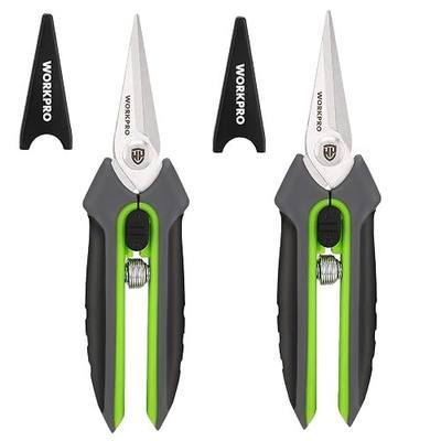 WORKPRO 2 Pack Garden Pruning Shears, 6.5" Small Hand Pruners with Sheath | Sharp Straight Blades, Spring Loaded Design, Precision Microgreen Trimming, Ideal for Flowers, Weeds & Bonsai