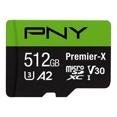 PNY P-SDU512V32100PX-GE 512GB Premier-X Class 10 U3 V30 microSDXC Flash Memory Card, Black