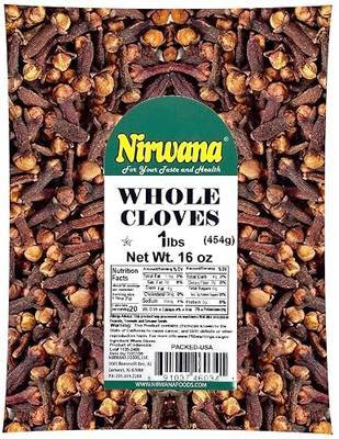 Nirwana Asian Indian spice CLOVES Whole | Laung | Clavo | Premium Quality for Cooking, Baking, Tea, Beverages, Pomander Balls, Hand Selected Cloves, Spice ~ All Natural | Vegan | Ideal for Spices and Seasoning Pouch by Nirwana (16oz)