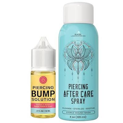 BASE LABORATORIES Piercing Aftercare Kit: Keloid & Piercing Bump Solution Oil(15ml) + Piercing Aftercare Spray (4oz) - for Keloid Bump Removal & Cleansing Soothing Piercings Before & After