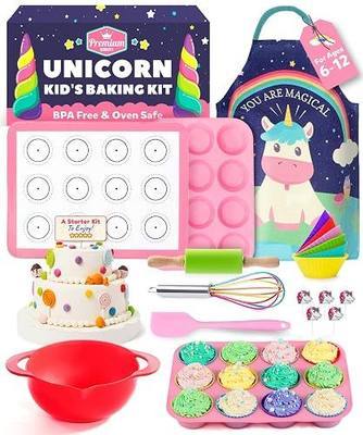 14pc Kids Baking Set - Unicorn Chef Baking Kit - Easter Gift Kid Cooking Sets with Real Utensils for Boys and Girls 4 5 6 7 8 9 10 11 12 - Bake Cookies, Cakes, and Cupcakes (Unicorn Theme)