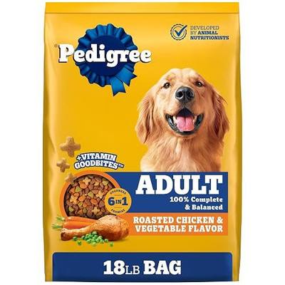 Pedigree Complete Nutrition Dry Dog Food, Chicken & Vegetable, 18 lb | Nutrient boost, prebiotic fibers, 36 vitamins & minerals, Omega 6 & Zinc, natural flavors, supports skin & coat