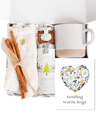 UnboxMe Tea Gift Basket for Women - Valentines Self Care Box with Cozy Socks, Mug, Chai Tea, Honey & Cinnamon, Relaxation Care Package