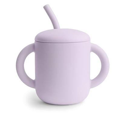 mushie 100% Silicone Training Cup & Straw for Toddlers | 6 Months+ (Soft Lilac)