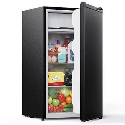 Upstreman 3.2 Cu.Ft Mini Fridge with Freezer, Black-BR321 | Adjustable Thermostat, Energy Saving, Low Noise, Reversible Door, Small Refrigerator for Dorm, Bedroom, Office