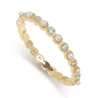 Stackable Ring for Women Minimalist Tiny Pearl Ring Silver Dainty Delicate Cute Ring Best Friend Stacking Diamond Gold Ring