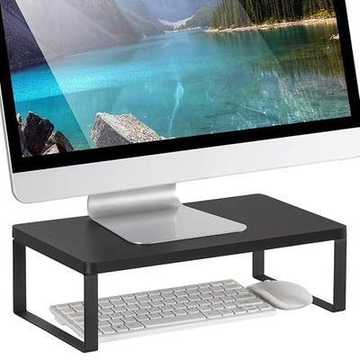 Giikin Vintage Wood Monitor Stand Riser, Ergonomic Desk & Tabletop Organizer Desktop Storage Shelf for Laptop, Computer, MacBook, Notebook, PC, Black