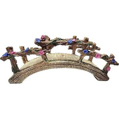 MUAMAX Miniature Fairy Garden Bridge - Resin Craft Cute Artificial Micro Landscape Bridge for Dollhouse Ornament (Flower Bridge)