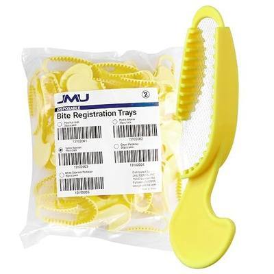 JMU 35 Pcs Quadrant Bite Registration Trays, Dental Impression Trays | Disposable Impression Trays for Teeth Molds, Yellow