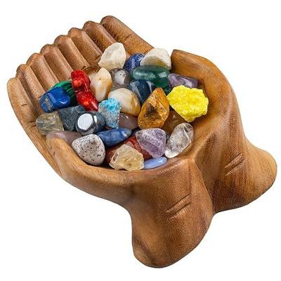 Wooden Hands Bowl, Crystal Display, Rock Display, Natural, Medium | crystal holder, rock collection display, offering bowl, key bowl, crystal organizer, crystal sphere holder, bowl for crystals