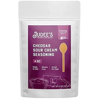 Judee's Gluten Free Cheddar & Sour Cream Seasoning - Cheddar Sour Cream Powder for Dressings & Dips - Homemade Potato Chip Seasoning - 4 Ounce Pouch, Pack of 1