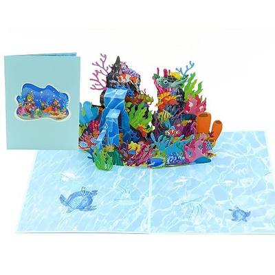 Rykamia Aquarium Themed 3D Pop Up Card, Handcrafted with Intricate Design, Perfect for Birthday, Includes Envelope