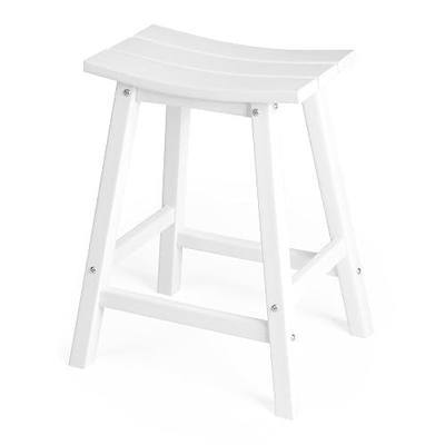 WestinTrends Malibu 24 Inch Outdoor White Bar Stools, All Weather Resistant Poly Lumber Adirondack Counter Height Stools, White