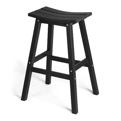 WestinTrends Malibu 29 Inch Outdoor Black Bar Stools, All Weather Resistant Poly Lumber Adirondack Bar Height Stools