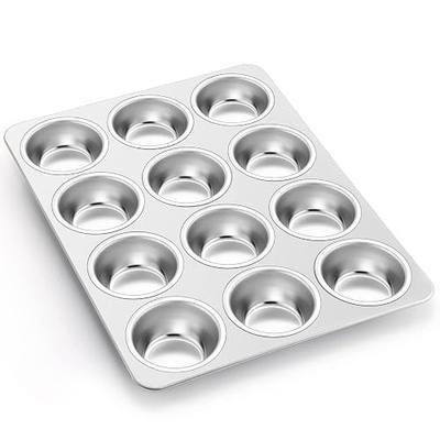 P&P CHEF 12-Cup Muffin Pan Tin, Stainless Steel Cupcake Pan, 1Pc | Muffin Tin for Oven Baking, Dishwasher Safe, Non-Toxic, Standard Size, Ideal for Homemade Muffin Cup Cake Tart Quiche