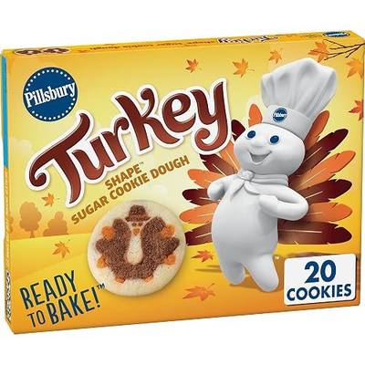 Pillsbury Ready To Bake Turkey Shape Sugar Cookie Dough, 20 Cookies, 9.1 oz.