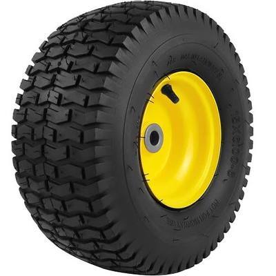 1PCS 15x6.00-6 Lawn Mower Tires, 4 Ply Tubeless 15x6-6 Front Tire Assembly Replacement for Craftsman/John Deere/Cub Cadet Riding Mowers,570lbs Capacity,3" Offset Hub,3/4" Bushing