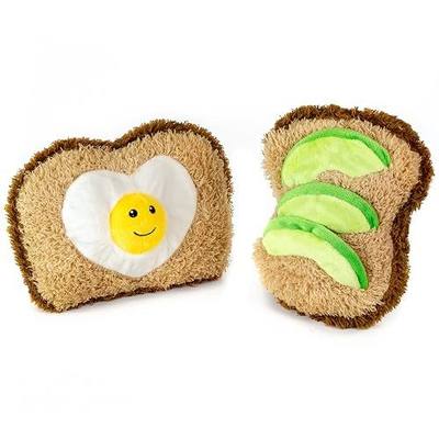 Giftable World Pet Plush Pet Toy Fruits, Cupcakes, Ice Creams, Mug with Squeaker Dog Chew Toy (Avocado, Toast)