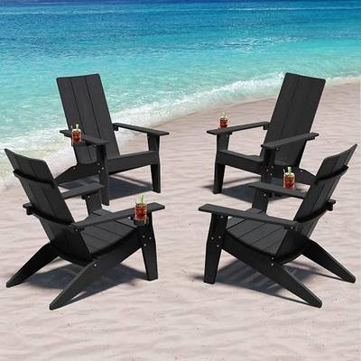 MXIMU Adirondack Chairs Set of 4, 450lb Capacity & 33in Tall Backrest | Oversized Modern Adirondack Chairs, Comfortable All-Weather Fire Pit Chair, Easy Assembly True Wood Grain Lawn Outdoor Chair