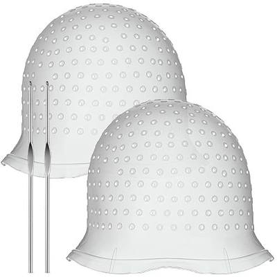 2 Pcs Hair Coloring Highlighting Cap Reusable Silicone Highlight Cap Pull Through Caps for Hair Coloring Frosting Cap with Hook Hair Dye Cap with Holes Hair Salon Tools Hairdressing Highlighting Kit