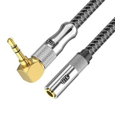 EMK Premium 90° 3.5mm Headphone Extension Cable (3Ft/1M) - Right-Angle TRS Stereo Aux Extension Cord for Laptops, Smartphones & Audio Devices - Space-Saving Angled Design, Gold-Plated Connectors