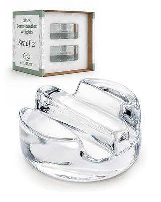Elementi Fermentation Weight Set of 2 - Easy to Use Glass Fermenting Weights, Perfect Fit for Wide Mouth Mason Jars, Highly Durable Soda-Lime Glass Fermentation Kit for Sauerkraut, Kimchi & More