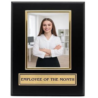 Employee of The Month Award Plaque. Custom 9"x12" Picture Plaque Holds a 5"x7" Photo. Employee Appreciation Award. Black Matte Finish
