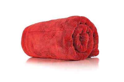 The Rag Company - The 1500 - Heavy Duty Car Drying Towel; Perfect for Trucks, Commercial Vehicles, RVs, Boats, and More; Premium 70/30 Blend Twist Loop Design, 1500gsm, 30in x 30in, Red