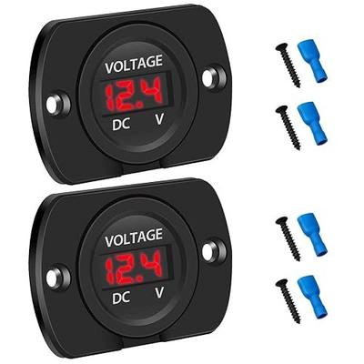 Linkstyle 2 PCS DC Volt Meter 12V, Battery Voltage Gauge 12V, Digital Voltage Meter 12 Volt, Waterproof LED Voltmeter Gauge, Panel Mount Voltmeter for Car Boat Marine Motorcycle Truck RV ATV UTV